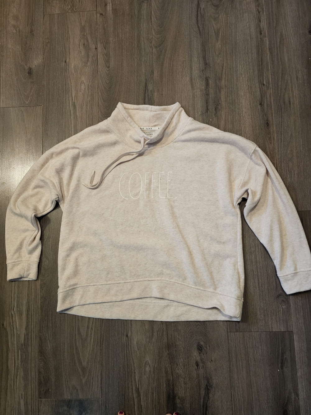 Rae Dunn Cream 'COFFEE' Cowl Mock-Neck Sweater